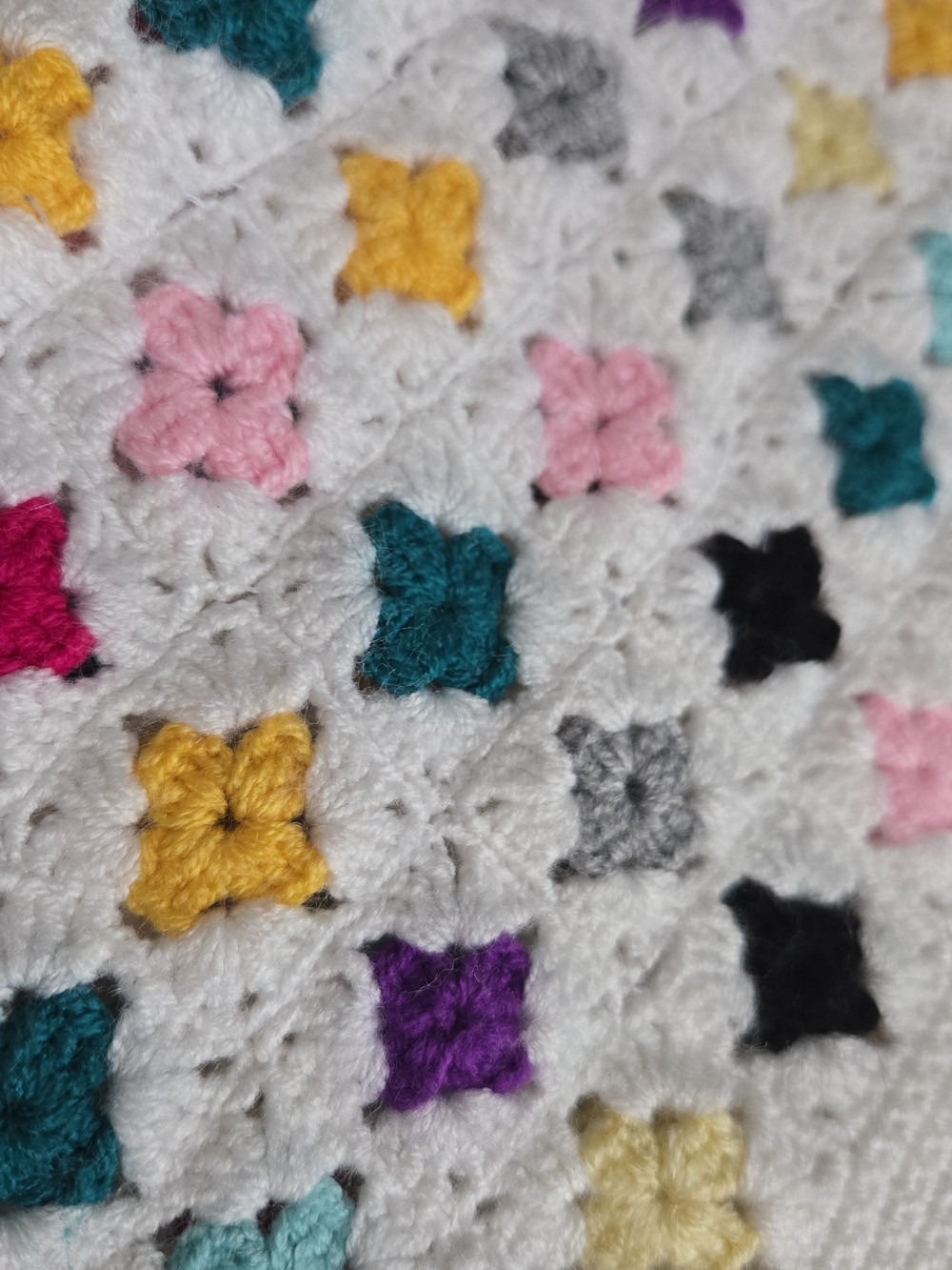 Vintage Handmade Crochet Granny Square Cardigan Kids Girls 4T Owl Buttons Boho - Picture 6 of 10